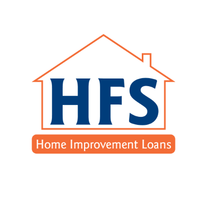 Logo of a house with large "HFS" text inside. Orange outline and base reads "Home Improvement Loans." White background, simple design.